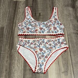 Floral Bikini Set - Red and White